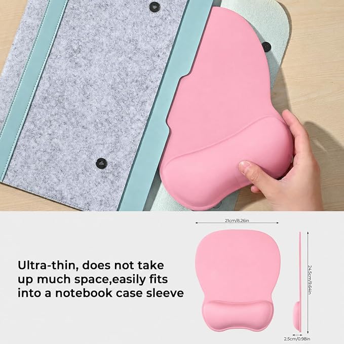 EooCoo Ergonomic Mouse Pad with Wrist Rest, Memory Foam Support Mousepad | Non-Slip Base for Computer, Cafe, Home & Office, 9.64 x 8.26 in Office Desk Accessories, Carpal Tunnel Relief