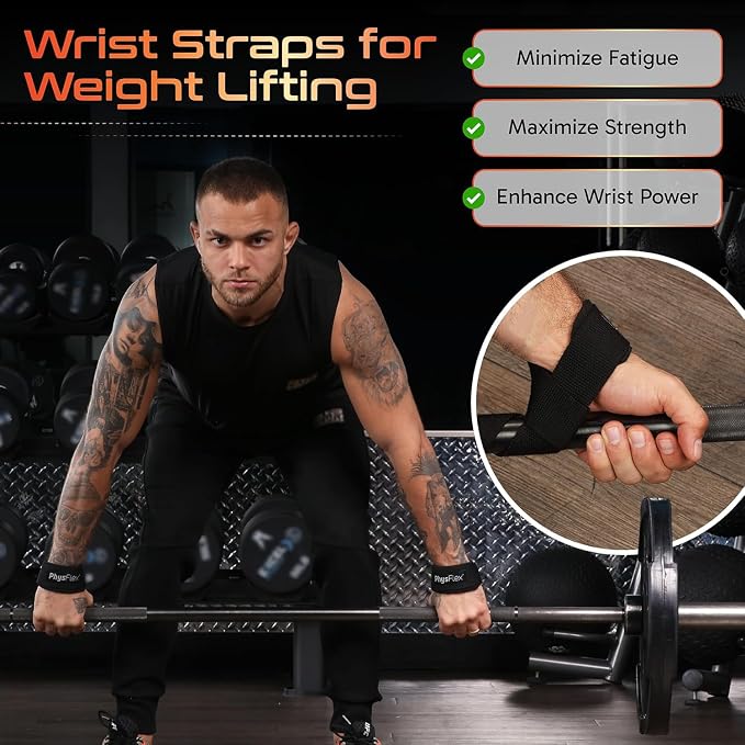 Grip Lifting Straps for Weightlifting and Strength Training, Premium Cotton and Padded Wrist Wraps, Gym Deadlift for Men & Women