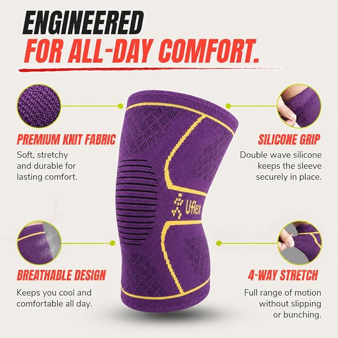 Knee Brace for Men and Women Knee Compression Sleeve Knee Support Wraps for Arthritis Joint Pain Relief, Workout, Swelling, Sports, Circulation, Running, Recovery for ACL & Meniscus Tear
