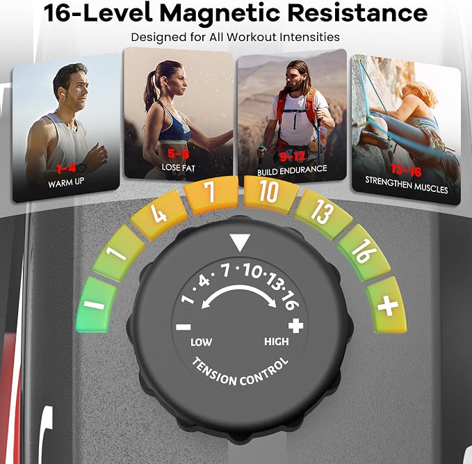 Recumbent Exercise Bike for Home, Stationary Bike with Arm Exerciser | 16-Level Magnetic Resistance, 450LBS Capacity, Bluetooth App, LCD Monitor,Heart Rate, Low-Impact Cardio & Physical Therapy