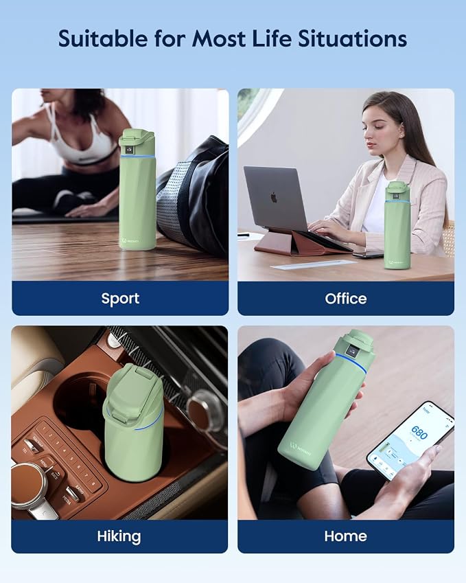 WaterH BOOST Smart Water Bottle Tracker with Reminder to Drink Water, 24oz | BPA-Free Double Wall Vacuum Insulated Stainless Steel, Leakproof, Smart App Tracking, Fits Cup Holders, Wide Mouth for School