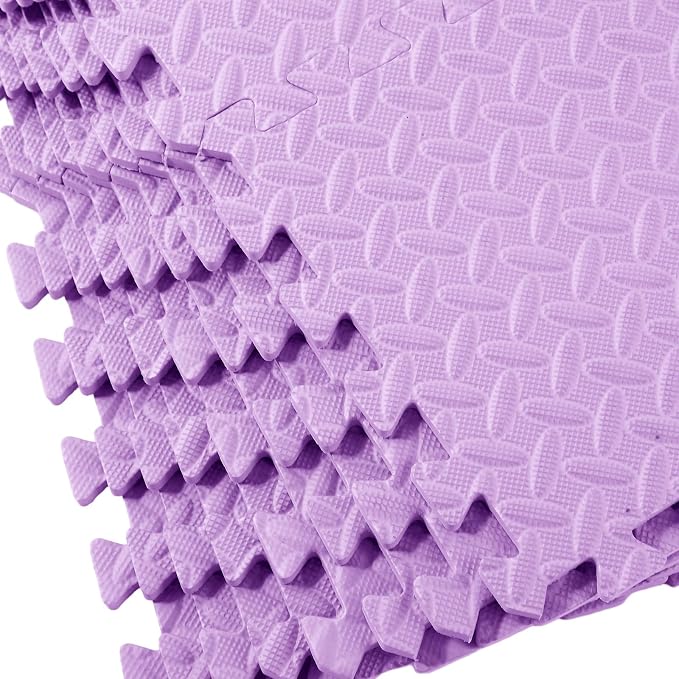 Foam Floor Tiles Foam Floor Mats Play Mats Bulk with Borders Interlocking for Bedroom Gym Nursery(11.8 x 11.8 Inch,Purple)