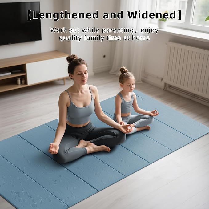PAIDU Foldable Yoga Mat (10MM) 75‘’x40‘“ Quick Fold，Easy Storage | TPE Non-Slip Design, Ea Extra Long/Wide for Indoor Yoga, Pilates and Outdoor Travel Workouts