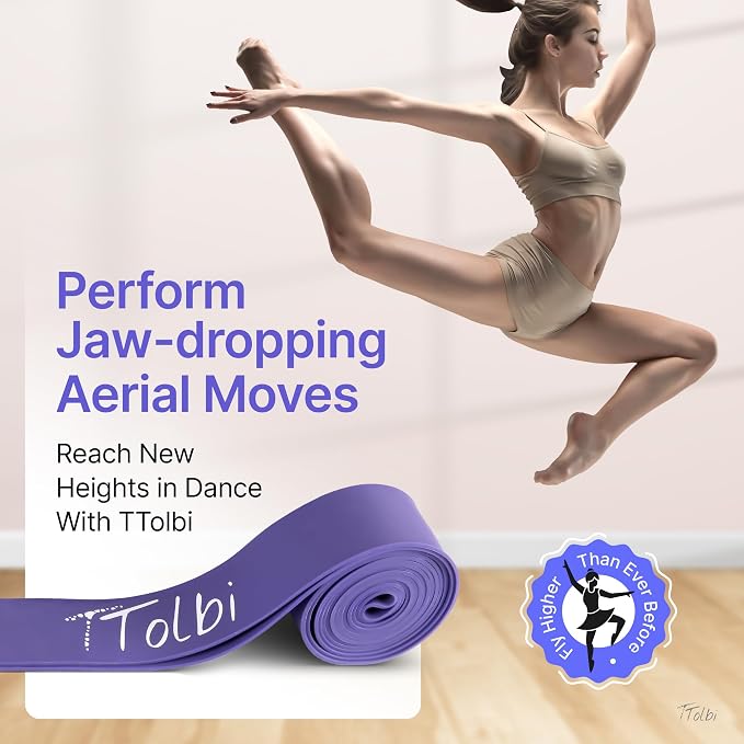 2-Pack Ballet Stretch Bands with Foot Mini Loop, Natural Rubber Dance Bands | Splits and flexibility training for kids, teens and adult dancers, gymnasts and cheerleaders, beginner guide and travel bag