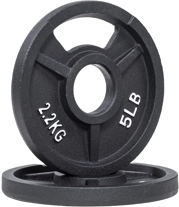 Signature Fitness Cast Iron Plate Weight Plate for Strength Training and Weightlifting, Olympic or Standard