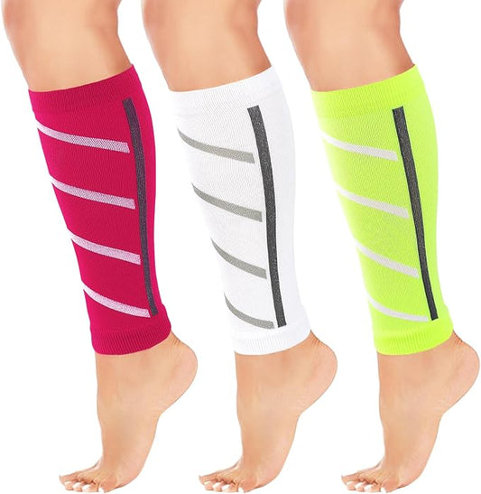 Junely 3 Pairs Calf Compression Sleeve for Men and Women | Running Athletic Nurses Work Support Travel Flight Sports