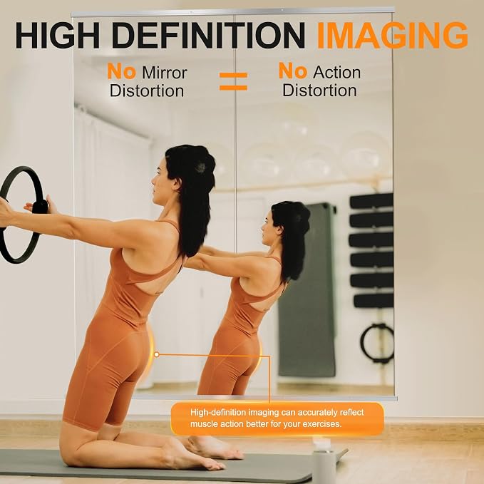 Delma Home Gym Mirror, 70''x24''x2PCS, Silver | Large Full Body, Tempered Glass Frameless, Wall-Mounted, For Gym, Yoga, Garage, Bedroom, Bathroom