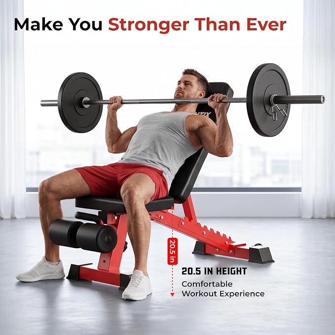 Adjustable Weight Bench,Foldable Pro Heavy-Duty Workout Bench | 1600LBS Bench Press 21-Position Multifunctional Weight Bench with Leg Extension,Iscc Plus Certified for Home Gym