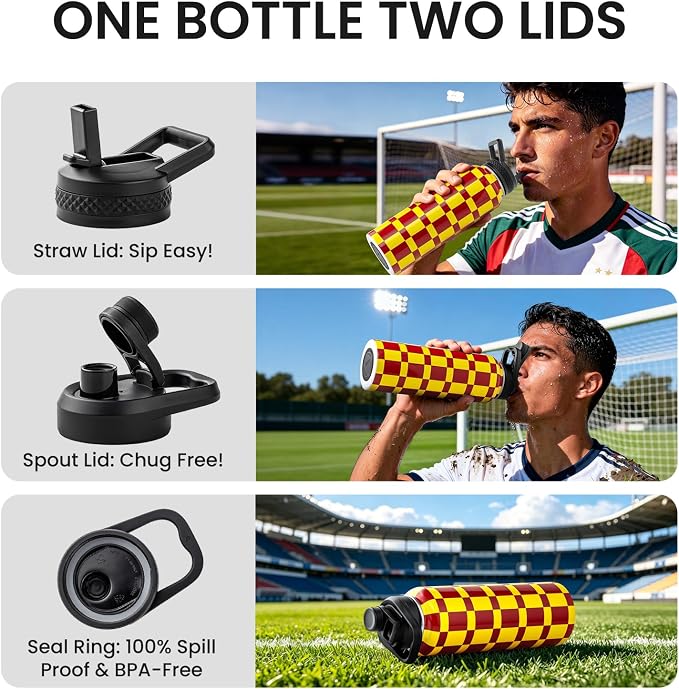 RAYMYLO Insulated Water Bottle 40 oz, Triple Wall Vacuum Stainless Steel | (Cold for 36Hrs, Hot for 18Hrs), Leak Proof & Non-BPA, Modern Water Flask Jug with Paracord Handle & Straw Spout Lids