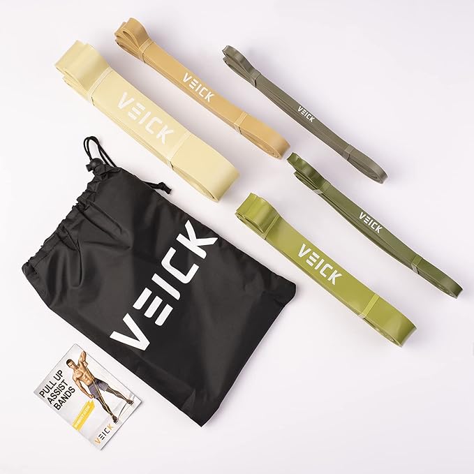 VEICK Pull Up Assist Resistance Bands for Home Gym | 100% Natural Latex, Non Slip Leather Texture, Space Saving, Versatile for Full Body Training, Home Gym