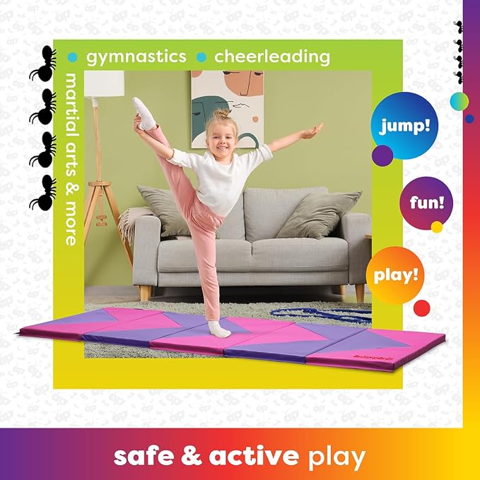 Antsy Pants Tumbling Mat for Kids – Gymnastics Mat, Easy to Clean, Sturdy, Foldable Tumbling Mats, Padded, Lightweight, Portable, Gymnastics Equipment for Active Play