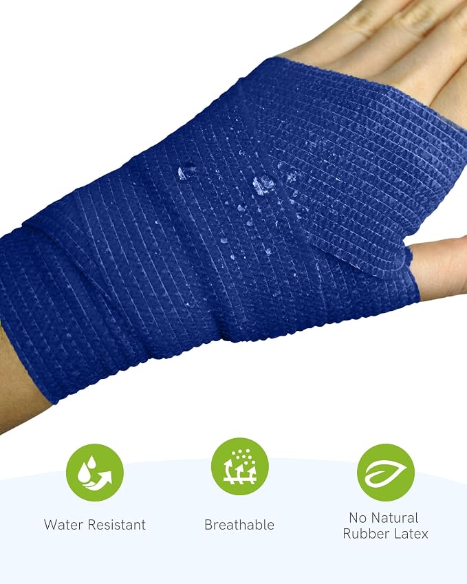 FriCARE Self Adhesive Bandage Wrap, Medical Tape in First Aid Kit | Elastic Cohesive Bandages for Sports/Vet/Wrist Ankle Wounds, 2 Inches X 5 Yards, Latex-free 6 Rolls, Neon Surge