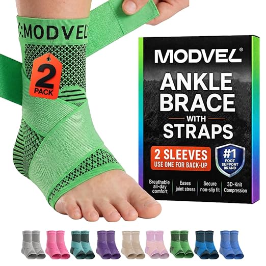 Modvel Foot & Ankle Brace Socks with Adjustable Support Strap – Compression Sleeve for Sprained Ankle, Plantar Fasciitis Relief Tendonitis & Arthritis, Stabilizing Foot & Ankle Support for Women & Men