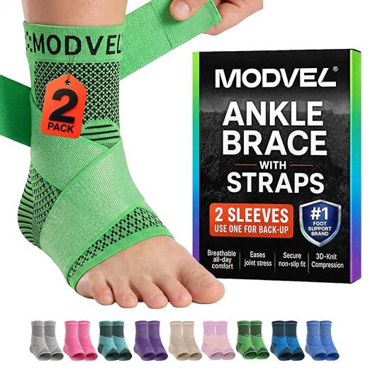 Modvel Foot & Ankle Brace Socks with Adjustable Support Strap – Compression Sleeve for Sprained Ankle, Plantar Fasciitis Relief Tendonitis & Arthritis, Stabilizing Foot & Ankle Support for Women & Men