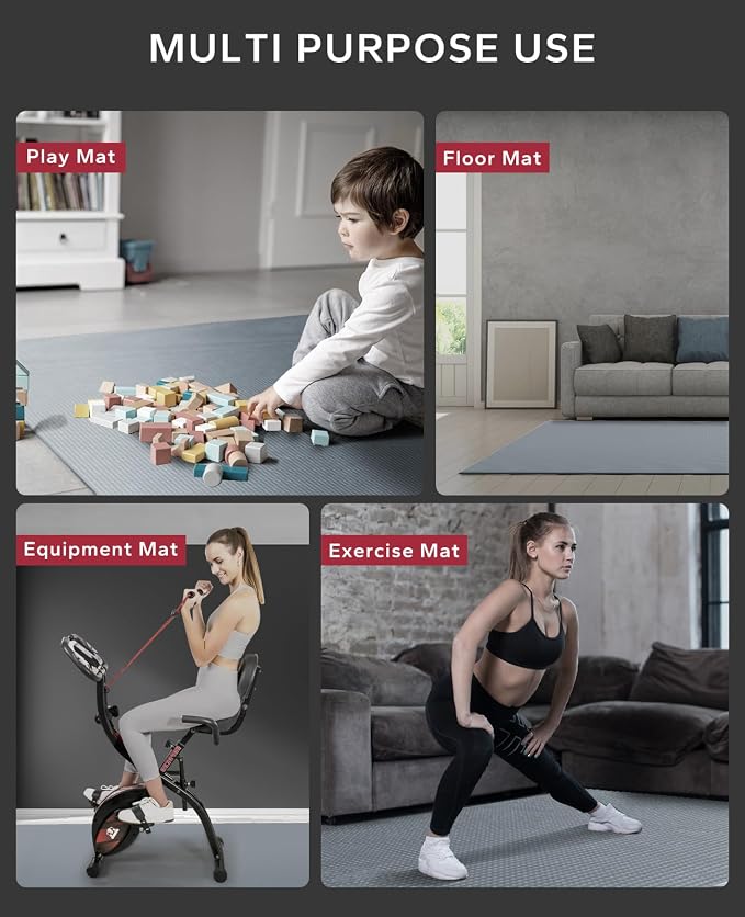 HAPBEAR Large Exercise Mat-6'x4'/7'x5'/6'x8'/6'x9'/6'x10'/6'x12'x 1/3"(8mm) | Non-Slip, Ultra Durable, Thick Workout Mat for Home Gym Flooring, Cardio, Yoga & Fitness; High-Density, Shoes-Friendly