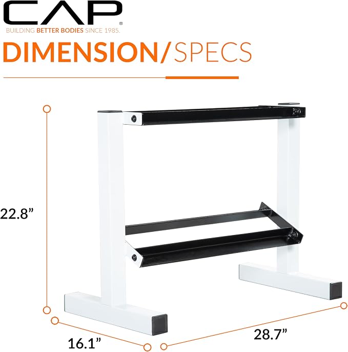 Cap 24-Inch Dumbbell Storage Rack for Home Gym, 2-Tier Heavy-Duty Weight Rack for Hex Dumbbells, Space-Saving Steel Free Weight Organizer Stand, Holds 5lb - 25lb Pairs
