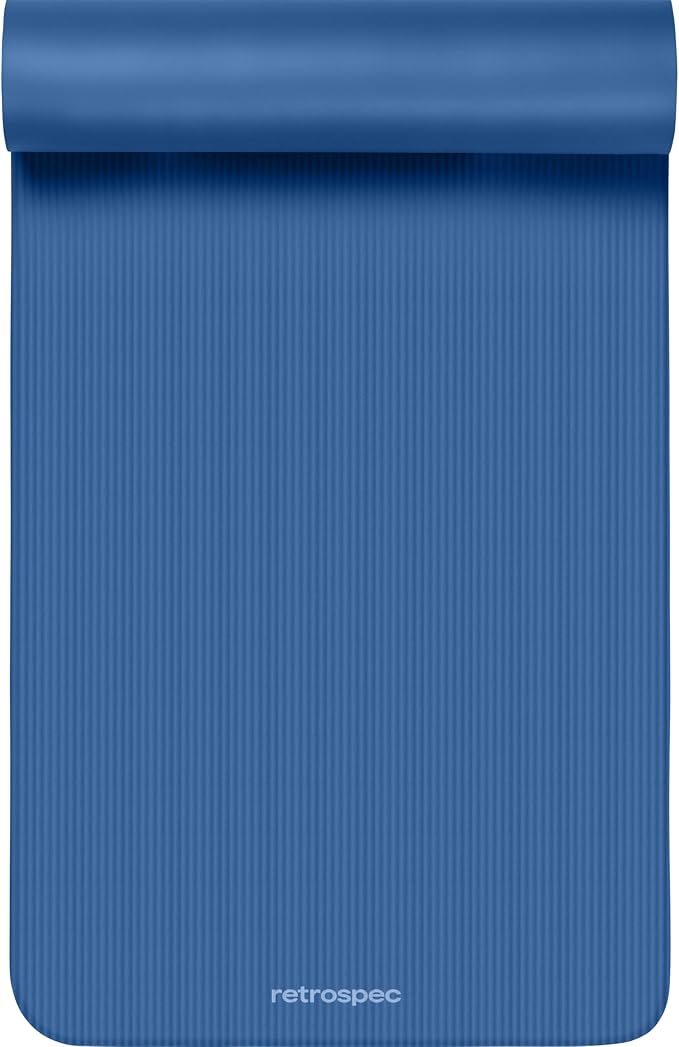 Retrospec Solana Yoga Mat Thick 1/2in Non-Slip Workout Mat with Nylon Strap - 72x24in Exercise Mat for Pilates, Stretching & Fitness - BPA Free, Easy Clean