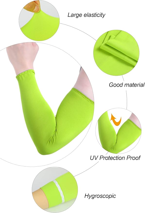 Mudder 8 Pairs UV Sun Protection Cooling Arm Sleeves for Men Women Youth Silk Compression Arm Cover Breathable Outdoors Sport