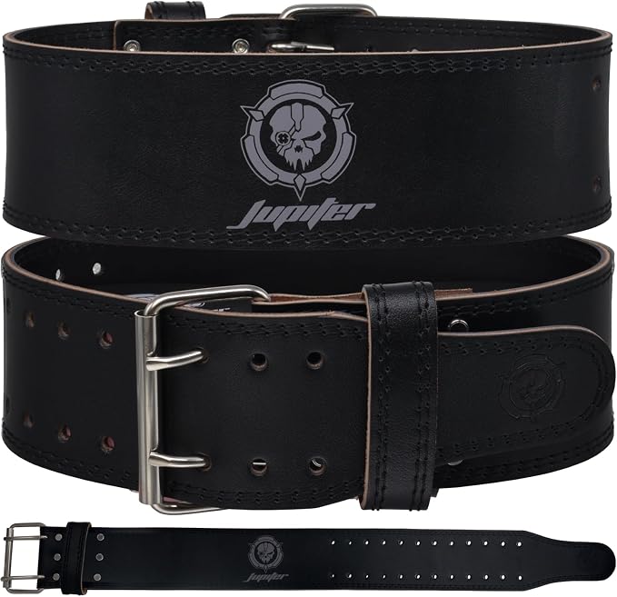 Weight lifting Belt (6mm Thick) - Genuine leather, offering back support. Double-pronged buckle, ideal for weightlifting, powerlifting, squats and deadlifts
