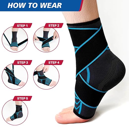 Ankle Brace Plantar Fasciitis Relief, Adjustable Strap Men Women | Achilles Tendonitis & Compression Wrap, Breathable Nylon, Sports & Daily Recovery Support
