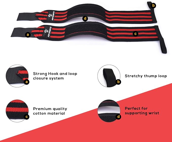 AQF Wrist Wraps for Weightlifting & Powerlifting, 18" USPA Approved (Pair)