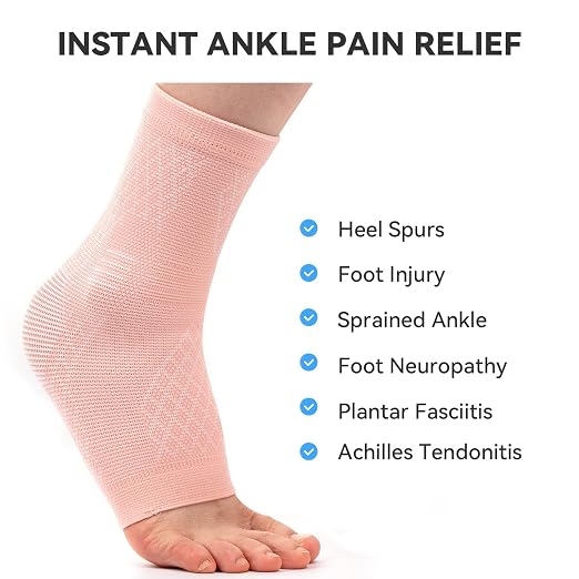 2 Pack Ankle Brace & Ankle Compression Sleeve for Women Men | Arch Support Socks, All-Day Wear, Achilles Tendonitis Brace for Plantar Fasciitis, Sprains, Foot Swelling Relief