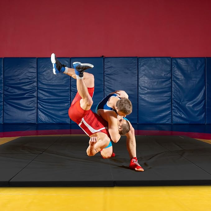 BalanceFrom 6x4 Feet 4-Panel Folding Gymnastics Mat – 2-Inch Thick Pad with Vinyl Surface and Carrying Handles for Tumbling, Yoga, Pilates, Home Workouts, and Martial Arts