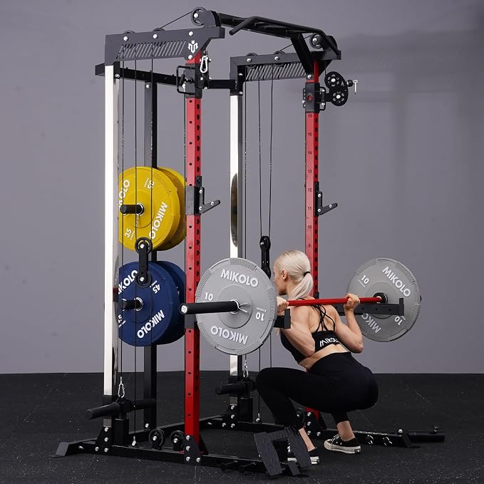 Mikolo Olympic Bumper Plates Set, 100% High-Density Low-Bounce Rubber Weight Plates with Steel Inserts, IWF Color-Coded Quiet Barbell Plates for Deadlifts, Squats & Home Gym Strength Training (Weights: 45 * 2-230LB)