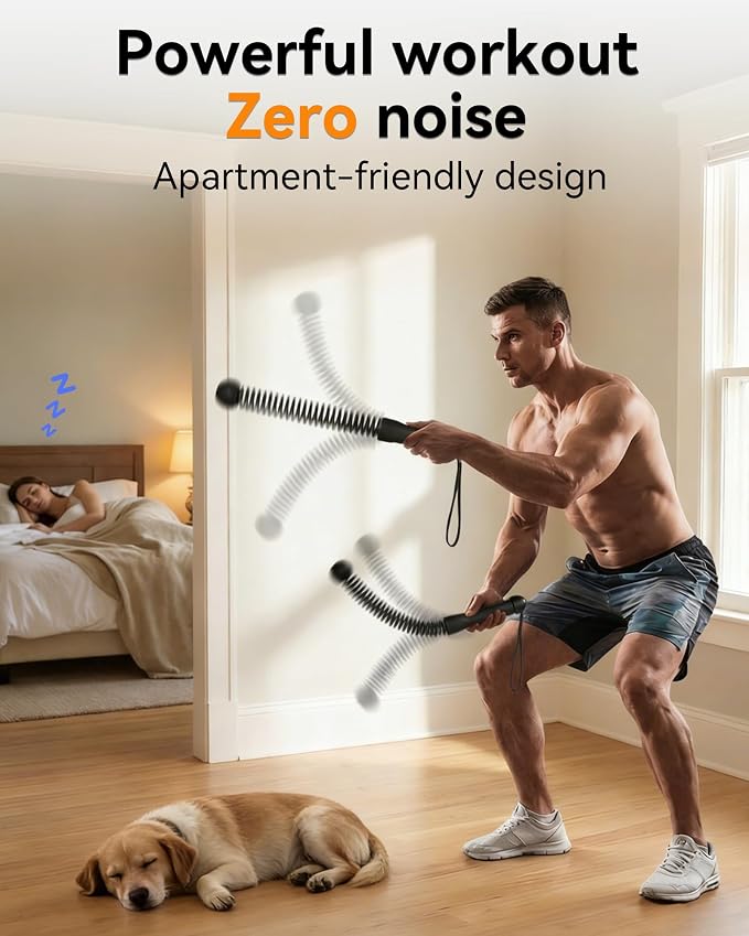 Weighted Ropeless Battle Ropes – Cordless Battle Ropes, Portable & Quiet Home Gym Workout Equipment | Low-Impact HIIT & Strength Training for Men & Women | Includes Workout Poster-Black