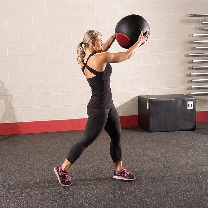 Body-Solid Tools (BSTSMB) Soft Shell Medicine Ball – Non Bouncing Wall Balls for Strength Training, Weight Loss Workout, Core Exercise and Home Gym Fitness, Black, 6-30lbs Weight
