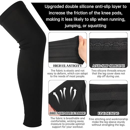 ElevateTech Knee Brace Undersleeve, Knee Sleeves for Men Non-Slip Breathable Sleeve Knees Support for Women Cooling Protective Liner Sports Running Basketball Gym (Black)