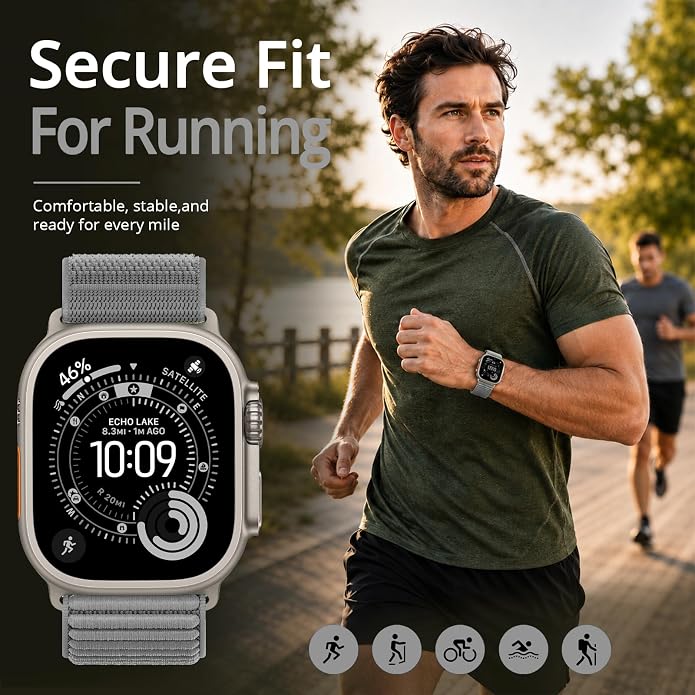 Nylon Loop Sport Band Compatible with Apple Watch Ultra 3 2 Band 49mm 46mm 45mm 44mm 42mm 41mm 40mm 38mm Women Men, Stretchy Strap Elastic Fabric Wristband for iWatch Series 11 10 SE 9 8 7 6 5 4 3 2 1