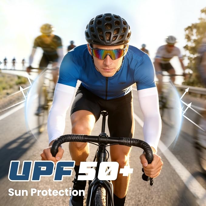 Mochabao 8 Pairs Soft Arm Sleeves, UV Sun Protection Cooling Compression Arm Covers for Outdoor Work, Sports, Men & Women