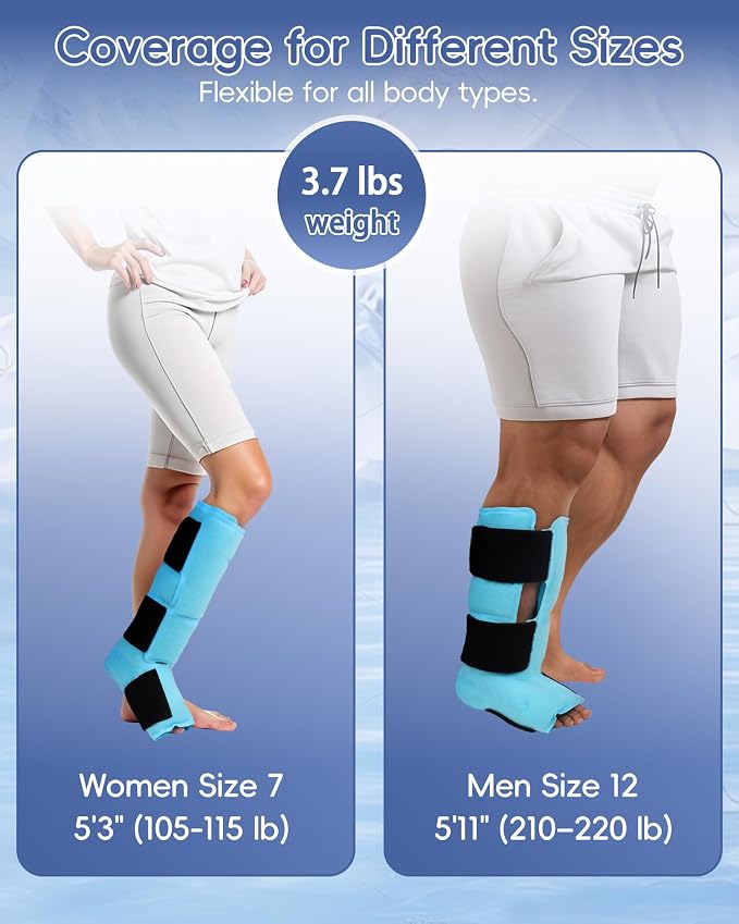 Comfytemp Ankle Foot Ice Pack Wrap, Reusable Leg Shin Ice Boot for Injury | FSA Eligible HSA, Achilles Tendonitis, Shin Splint, Plantar Fasciitis, Hot Cold Compress, Sprained Ankles Brace, Post Surgery