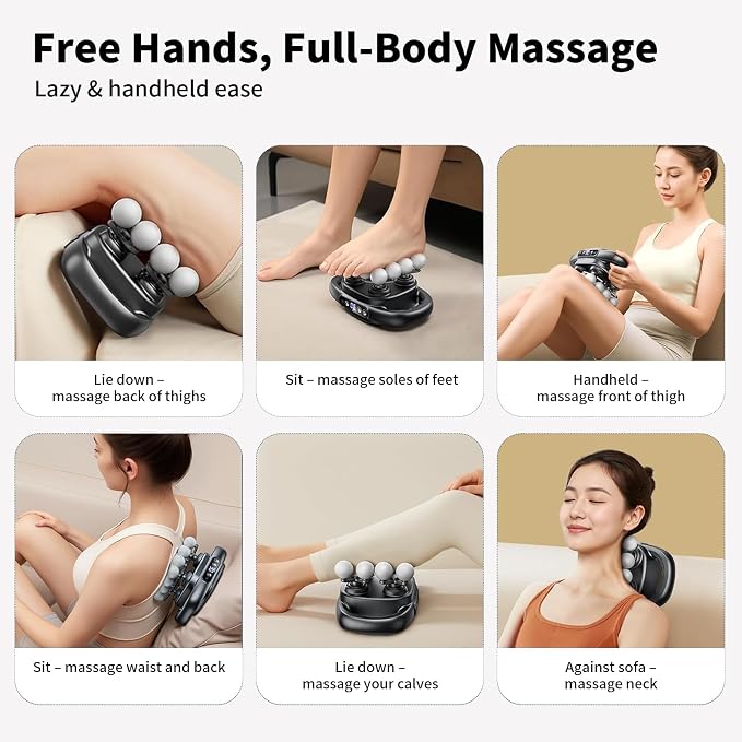 Mini Massage Gun, 2026 Upgrade Portable Deep Tissue Massager with 16 Heads & 3 Modes, 30 Intensity Levels, Ultra-Quiet for Neck, Back, Legs Pain Relief, Ideal for Women, Travel, Home & Office Use