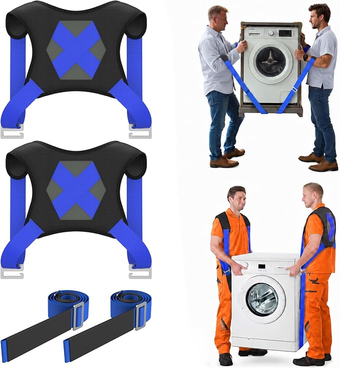 Moving Straps for Lifting Heavy Furniture: 2-Person Shoulder Lifting System | Up to 800 lb capacity, wide padded shoulder straps, adjustable buckles and high-density nylon for appliances and mattresses