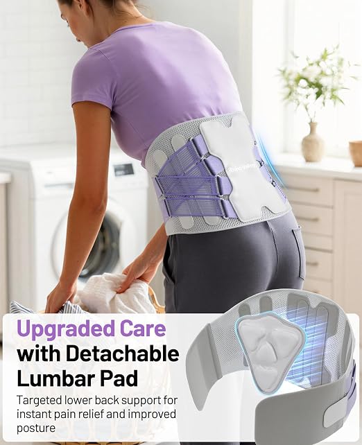 Back Brace for Women, Support Brace for Lower Support Back Pain Relief | Adjustable Lumbar Support Belt, Ergonomic Breathable Immediate Relief Brace for Herniated Disc Sciatica Scoliosis,Purple,L