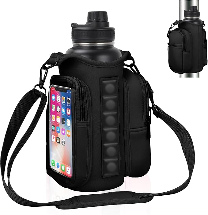 Magnetic Gym Bag Water Bottle Holder with Phone Pockets Shoulder Strap for Men Women