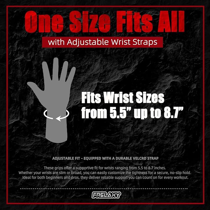 Frelaxy Lifting Wrist Straps, Rubber Weight Lifting Grips for Deadlifts | Non-slip rubber palm, Full palm protection, Neoprene wrist padding, Enhanced grip support, Pull ups rows lat pulldowns