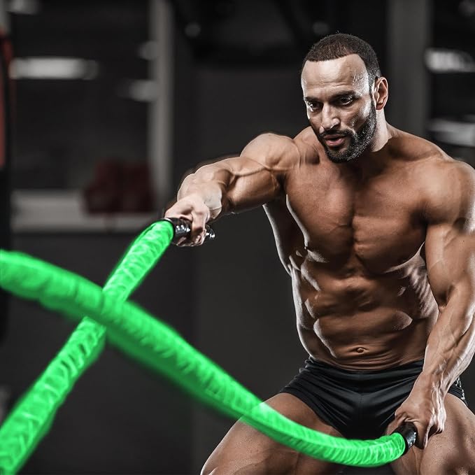 Battle Ropes Green Workout Rope 1.5inch Battle Ropes for Home Gym 30ft Exercise Ropes for Working Out Heavy Ropes for Exercise Training Weighted Rope Weighted Workout Rope Battle Rope