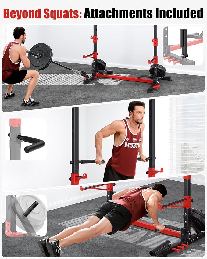 YOLEO Smith Machine & Squat Rack Combo, Multi-Functional Power Racks with Adjustable Width & Pull-Up Bar, Cable Crossover Power Cage, Independent Dual-Pulley System for Home Gym Garage Basement