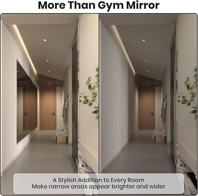 LOVMOR Home Gym Mirror 72"x48" 1 Pack, Wall Mounted Frameless Home Decor Mirror, Full Length for Yoga Dancing Room Living Room Bathroom
