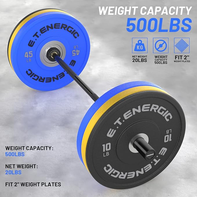 4FT Chrome Steel Olympic Barbell, 500LB | 20LB compact bar with 28mm knurled grip, bearing sleeves, 7.6-inch loadable length, and 2-inch plate fit