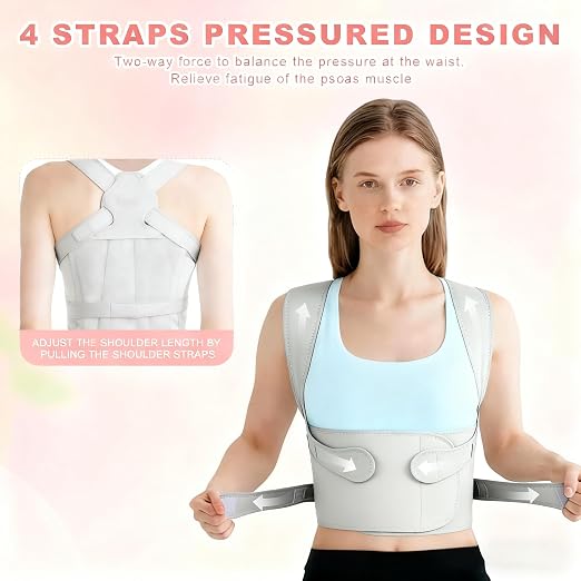 Back Brace Posture Corrector for Women and Men, Adjustable Shoulder Straightener Full Lumbar Support Belt, Upper and Lower Back Pain Relief, Scoliosis Hunchback Hump Thoracic Spine Corrector (Gray S)