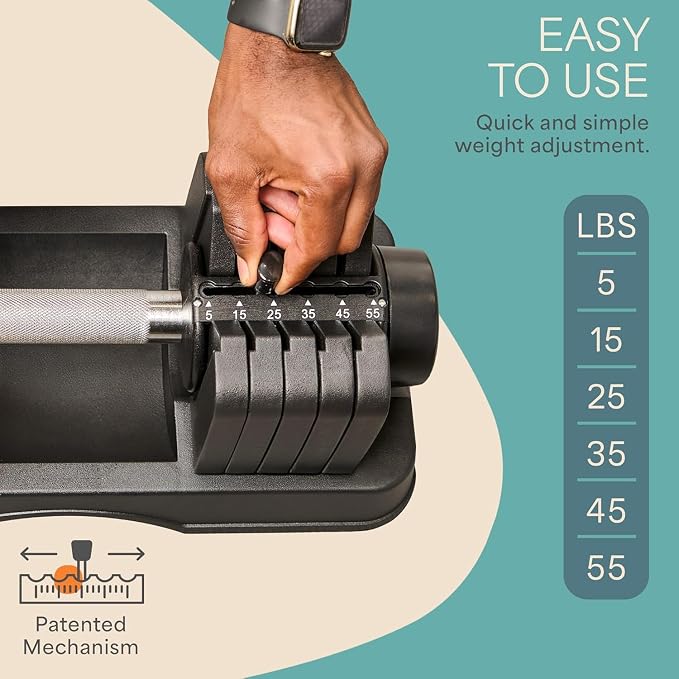 LifePro Adjustable Dumbbells, Single or 2pcs, Up to 55 lbs & 3-in1 option | Quick-change weight system with included rack — available in options from 2.5 to 55 lbs for every fitness level