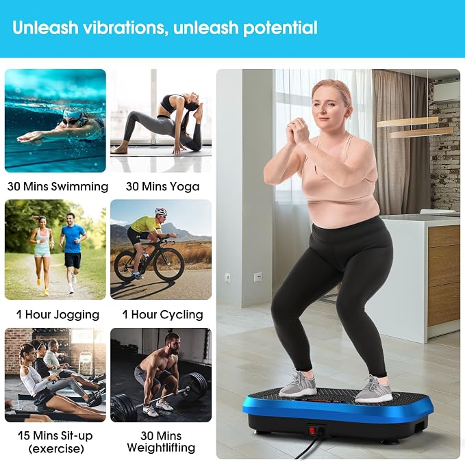 SoftGym Vibration Plate Exercise Machine for Lymphatic Drainage & Fitness | Quiet Heavy Duty 450lbs Capacity Platform, 120 Speeds Shake Machine with Resistance Bands for Home Muscle Activation