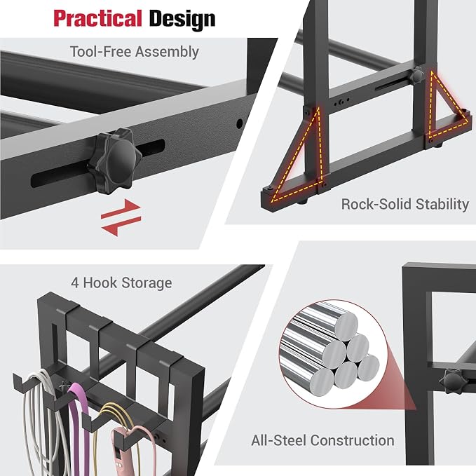 3 Tier Adjustable Dumbbell Rack Stand, Heavy Duty Carbon Steel Weight Storage Organizer for Home Gym, Easy Assembly, 450 lb Capacity for Dumbbells & Kettlebells (Dumbbell Rack Stand Only)