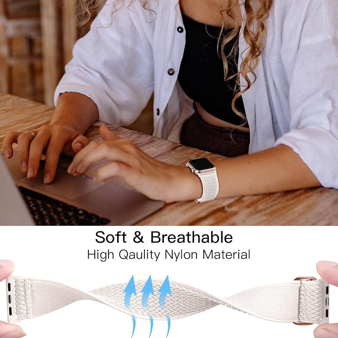 Lerobo Stretchy Nylon Solo Loop Band, Compatible with Apple Watch Series 11 10 9 8 7 6 5 4 3 SE3/2/1 Ultra3/2/1, Adjustable Strap for iwatch Band 44mm 45mm 46mm 49mm 42mm 40mm 41mm 38mm for Women Men
