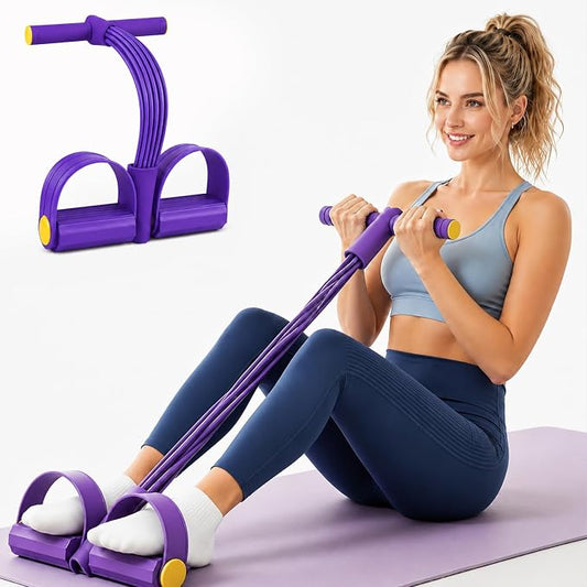 Pedal Resistance Bands with Handles- 6-Tube Foot Pedal Resistance Band for Exercise-Full Body Home Workout Equipment for Arms, Legs, Waist & Core, Portable Fitness Bands for Pilates