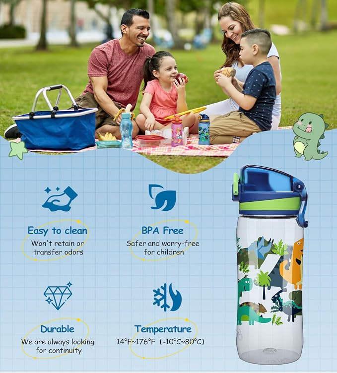 Opard 17oz Kids Water Bottle with Leak Proof Flip-Top Lid, Reusable BPA-Free Tritan for School and Travel